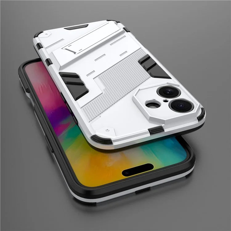 For iPhone 16 Plus Case PC+TPU Shockproof Phone Cover with Kickstand