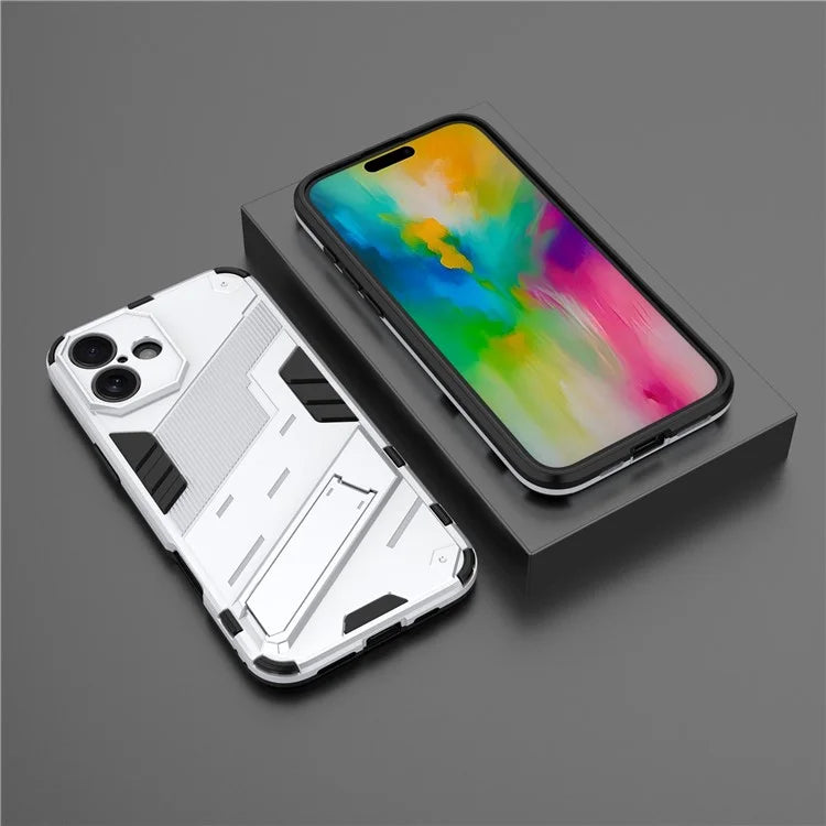For iPhone 16 Plus Case PC+TPU Shockproof Phone Cover with Kickstand