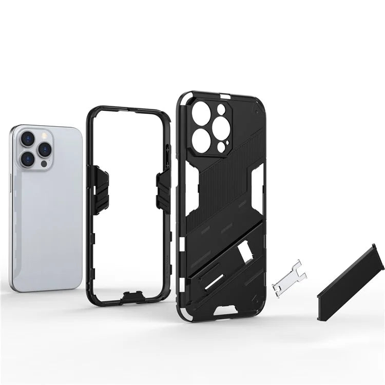 For iPhone 16 Pro Case PC+TPU Shockproof Phone Cover with Kickstand
