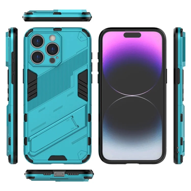 For iPhone 16 Pro Case PC+TPU Shockproof Phone Cover with Kickstand