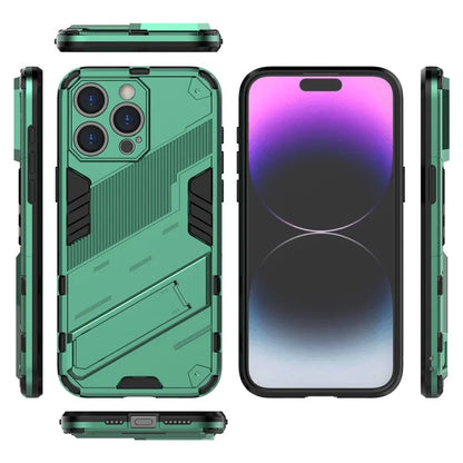 For iPhone 16 Pro Case PC+TPU Shockproof Phone Cover with Kickstand