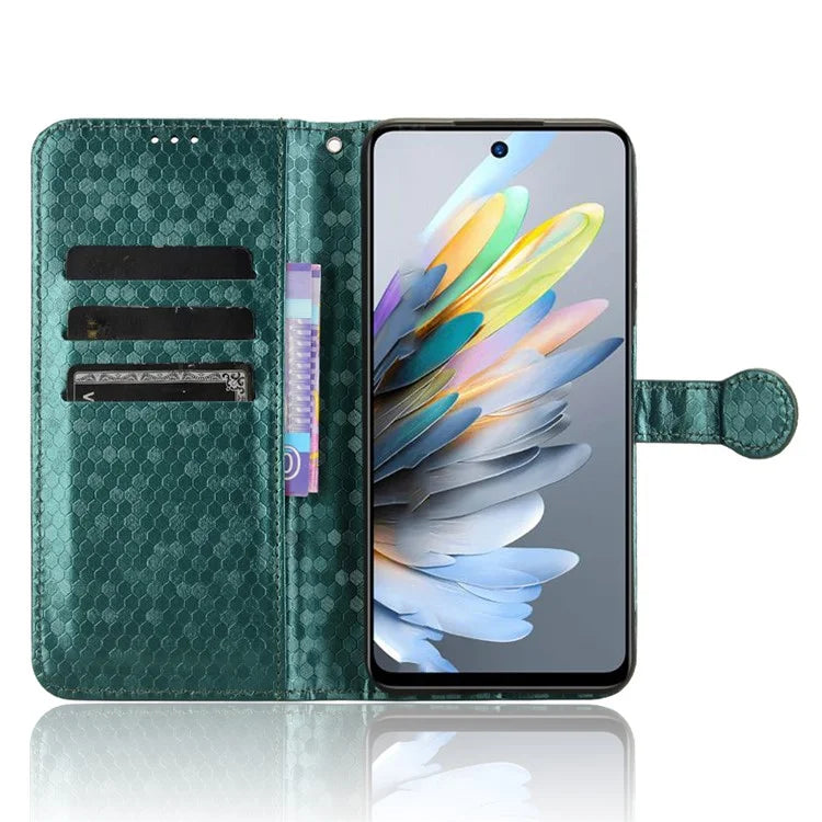 For ZTE Blade A75 4G Wallet Case Dot Pattern Imprint PU Leather Phone Cover