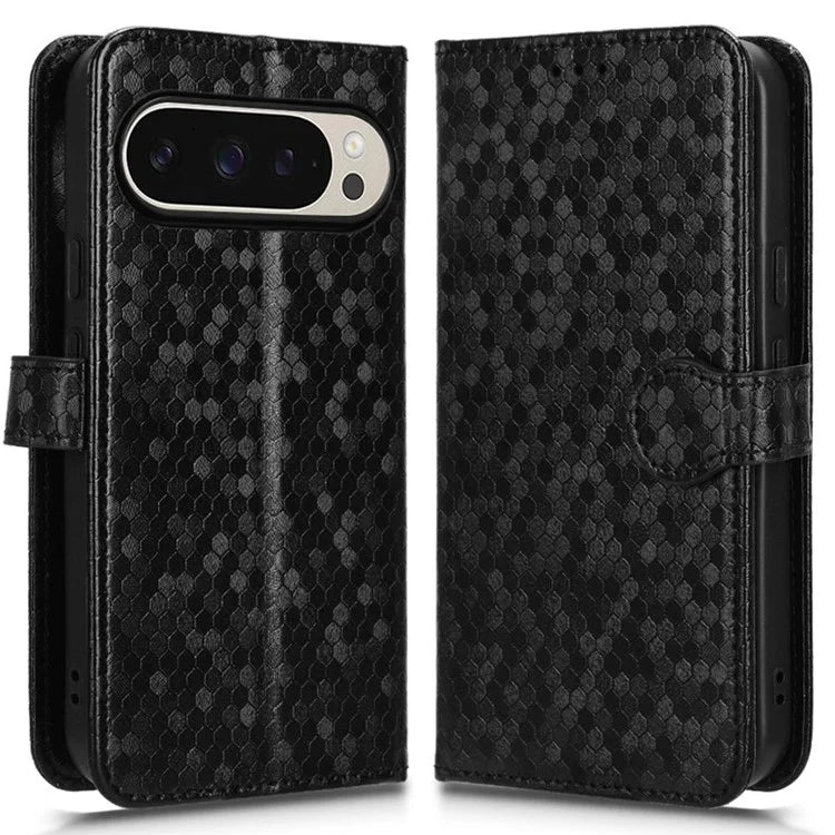 For Google Pixel 9 Pro / Pixel 9 Wallet Case Dot Pattern Imprint PU Leather Phone Cover