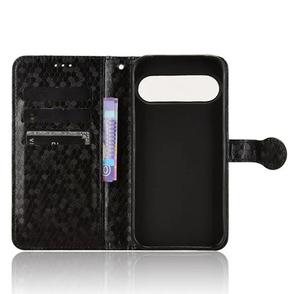 For Google Pixel 9 Pro / Pixel 9 Wallet Case Dot Pattern Imprint PU Leather Phone Cover