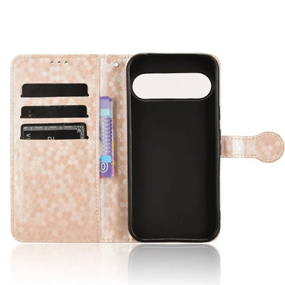 For Google Pixel 9 Pro / Pixel 9 Wallet Case Dot Pattern Imprint PU Leather Phone Cover