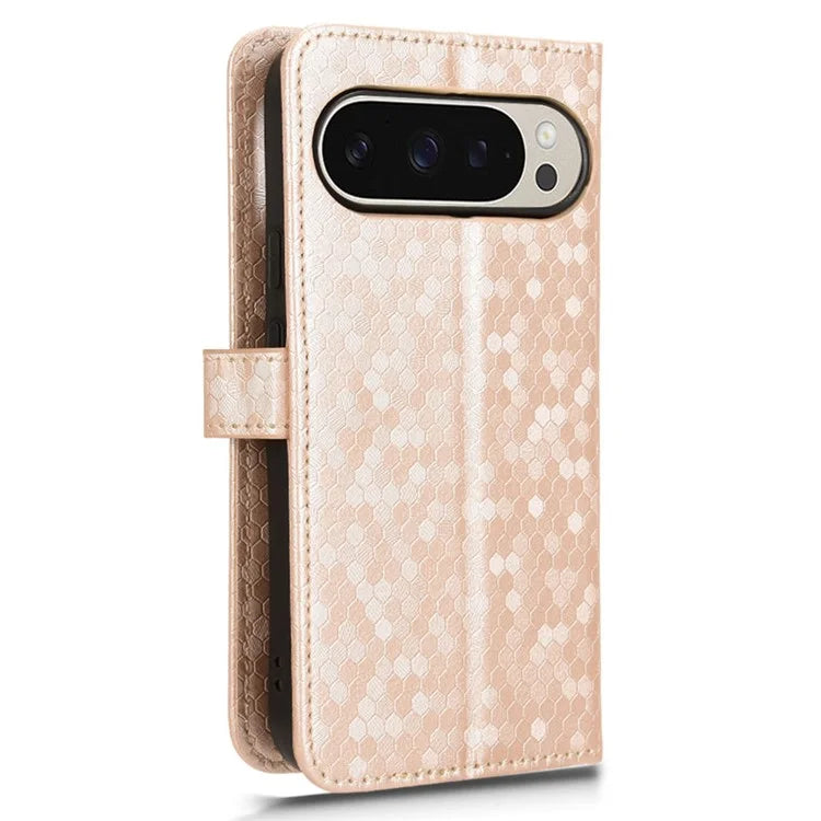 For Google Pixel 9 Pro / Pixel 9 Wallet Case Dot Pattern Imprint PU Leather Phone Cover