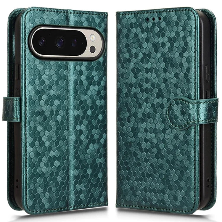 For Google Pixel 9 Pro / Pixel 9 Wallet Case Dot Pattern Imprint PU Leather Phone Cover