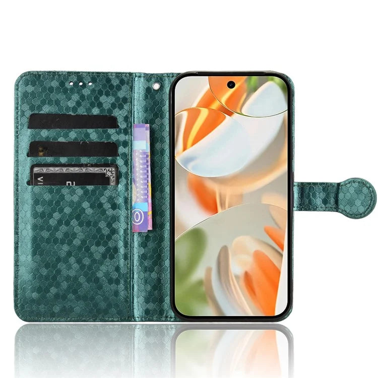 For Google Pixel 9 Pro / Pixel 9 Wallet Case Dot Pattern Imprint PU Leather Phone Cover