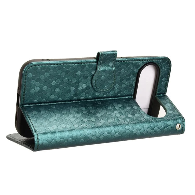 For Google Pixel 9 Pro / Pixel 9 Wallet Case Dot Pattern Imprint PU Leather Phone Cover