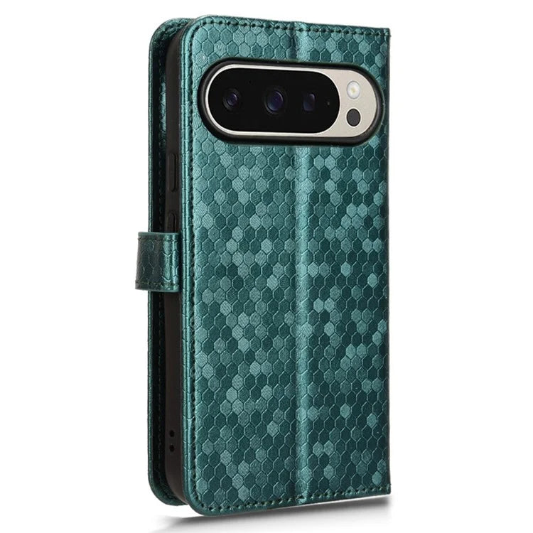 For Google Pixel 9 Pro / Pixel 9 Wallet Case Dot Pattern Imprint PU Leather Phone Cover