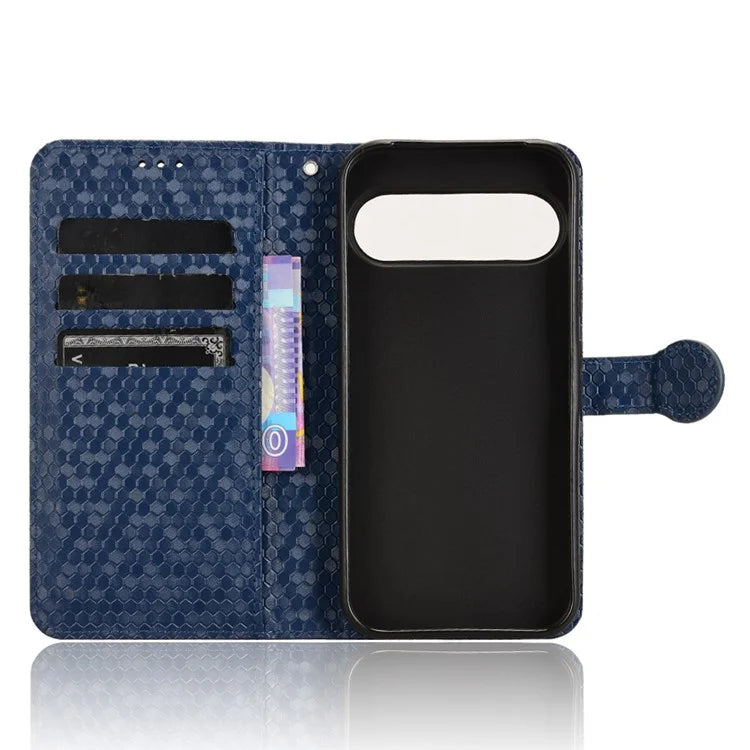 For Google Pixel 9 Pro / Pixel 9 Wallet Case Dot Pattern Imprint PU Leather Phone Cover