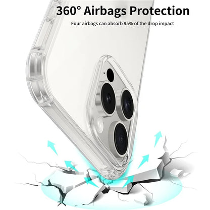 LEEU DESIGN For iPhone 16 Pro Max Case 3D Stereo Sound Clear TPU Phone Cover - Transparent