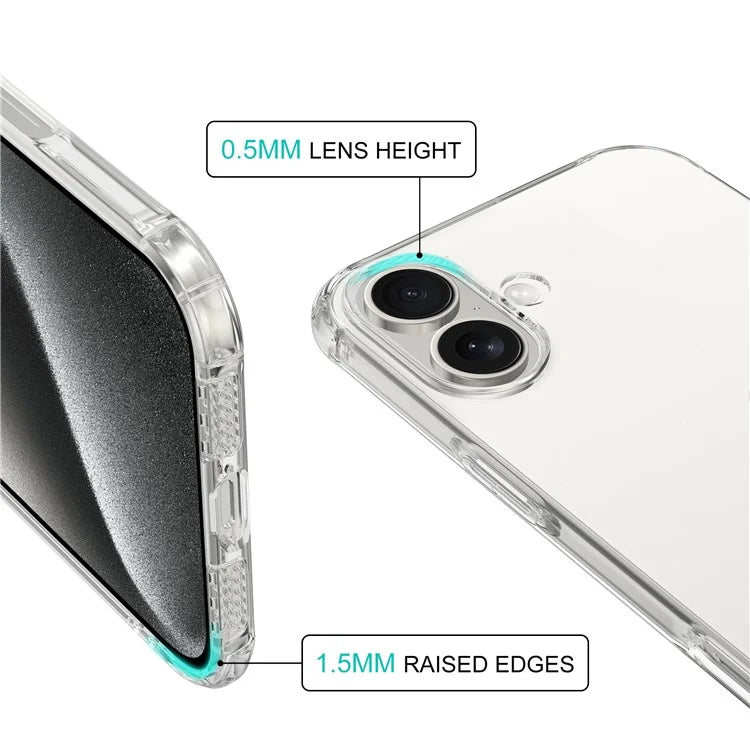 LEEU DESIGN For iPhone 16 Case 3D Stereo Sound Clear TPU Phone Cover - Transparent