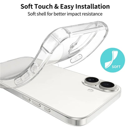 LEEU DESIGN For iPhone 16 Plus Case 3D Stereo Sound Clear TPU Phone Cover - Transparent