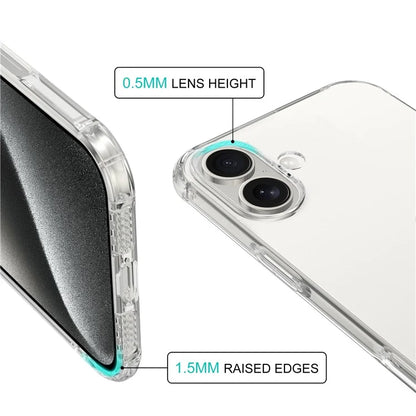 LEEU DESIGN For iPhone 16 Plus Case 3D Stereo Sound Clear TPU Phone Cover - Transparent