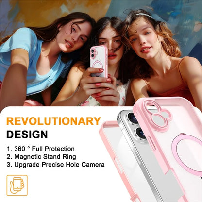 For iPhone 16 Plus Case Skin Touch Solid Color TPU+PC Phone Cover with Magnetic Kickstand