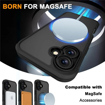 For iPhone 16 Plus Case Skin Touch Solid Color TPU+PC Phone Cover with Magnetic Kickstand