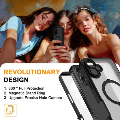 For iPhone 16 Plus Case Skin Touch Solid Color TPU+PC Phone Cover with Magnetic Kickstand