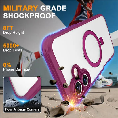 For iPhone 16 Plus Case Skin Touch Solid Color TPU+PC Phone Cover with Magnetic Kickstand