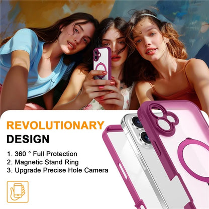 For iPhone 16 Plus Case Skin Touch Solid Color TPU+PC Phone Cover with Magnetic Kickstand