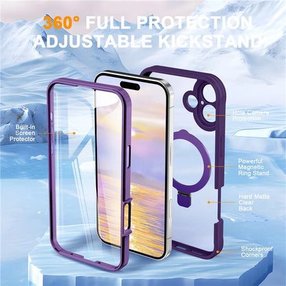 For iPhone 16 Plus Case Skin Touch Solid Color TPU+PC Phone Cover with Magnetic Kickstand