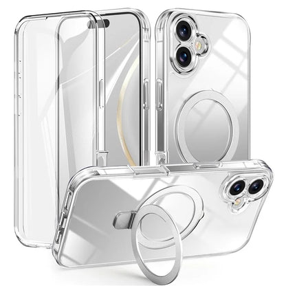 For iPhone 16 Plus Case Skin Touch Solid Color TPU+PC Phone Cover with Magnetic Kickstand