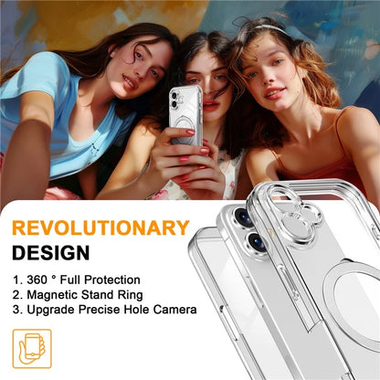 For iPhone 16 Plus Case Skin Touch Solid Color TPU+PC Phone Cover with Magnetic Kickstand
