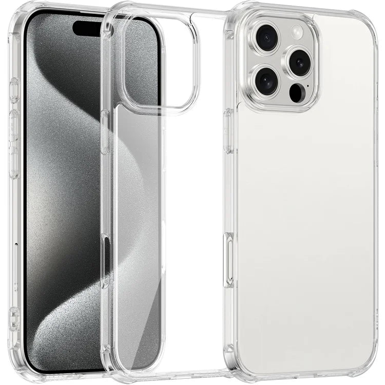 LEEU DESIGN For iPhone 16 Pro Clear Case 6D Stereo Sound Holes Tempered Glass+TPU Phone Cover