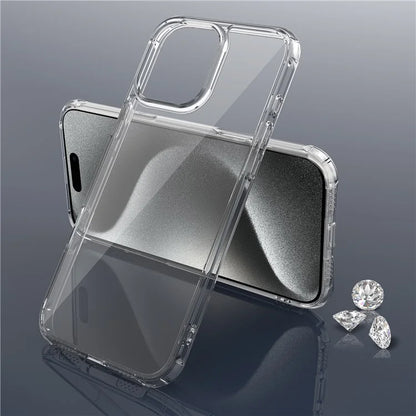 LEEU DESIGN For iPhone 16 Pro Clear Case 6D Stereo Sound Holes Tempered Glass+TPU Phone Cover
