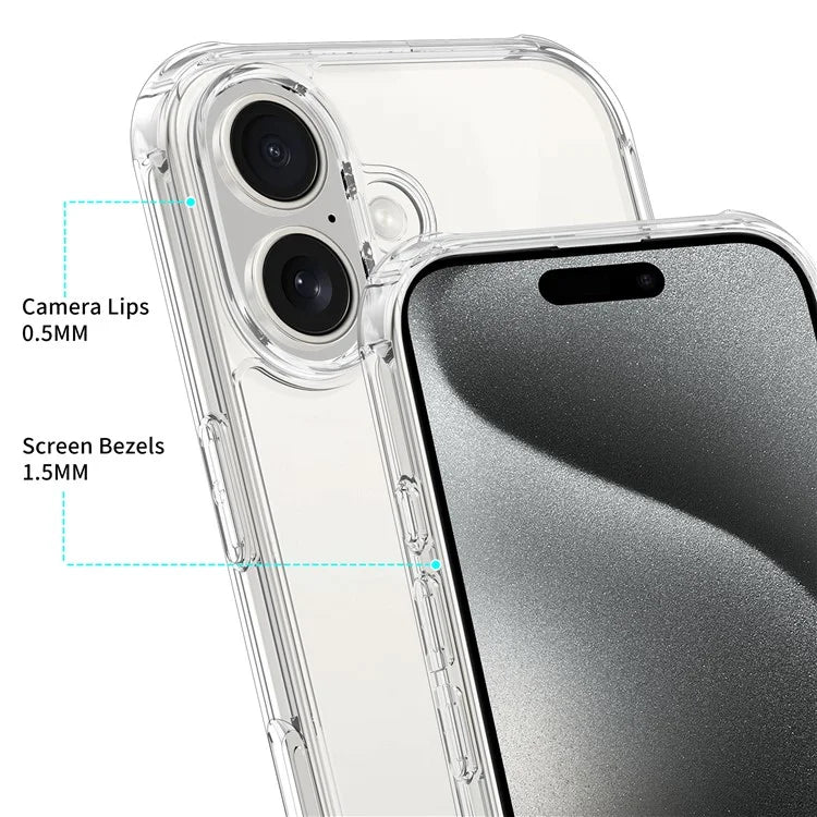 LEEU DESIGN For iPhone 16 Clear Case 6D Stereo Sound Holes Tempered Glass+TPU Phone Cover