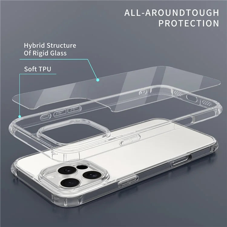 LEEU DESIGN For iPhone 16 Pro Max Clear Case 6D Stereo Sound Holes Tempered Glass+TPU Phone Cover