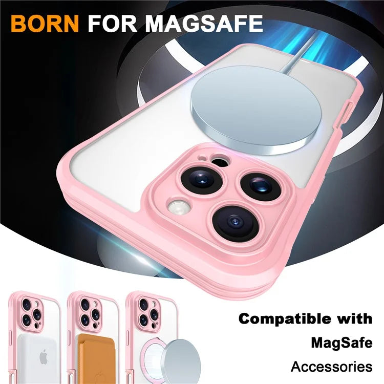 For iPhone 16 Pro Case Skin Touch Solid Color TPU+PC Phone Cover with Magnetic Kickstand PET Screen Protector