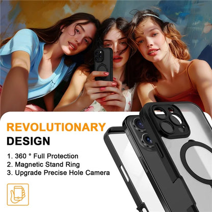 For iPhone 16 Pro Case Skin Touch Solid Color TPU+PC Phone Cover with Magnetic Kickstand PET Screen Protector