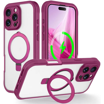 For iPhone 16 Pro Case Skin Touch Solid Color TPU+PC Phone Cover with Magnetic Kickstand PET Screen Protector