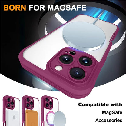 For iPhone 16 Pro Case Skin Touch Solid Color TPU+PC Phone Cover with Magnetic Kickstand PET Screen Protector