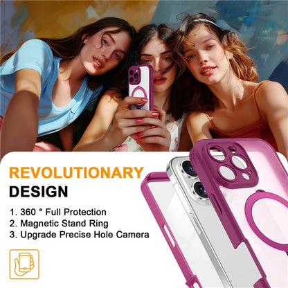 For iPhone 16 Pro Case Skin Touch Solid Color TPU+PC Phone Cover with Magnetic Kickstand PET Screen Protector