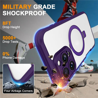 For iPhone 16 Pro Case Skin Touch Solid Color TPU+PC Phone Cover with Magnetic Kickstand PET Screen Protector