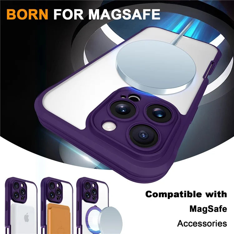 For iPhone 16 Pro Case Skin Touch Solid Color TPU+PC Phone Cover with Magnetic Kickstand PET Screen Protector