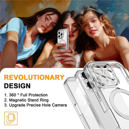 For iPhone 16 Pro Case Skin Touch Solid Color TPU+PC Phone Cover with Magnetic Kickstand PET Screen Protector