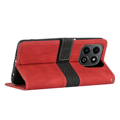 For Honor X6b 4G Leather Case Grid Splicing Stand Wallet Phone Cover