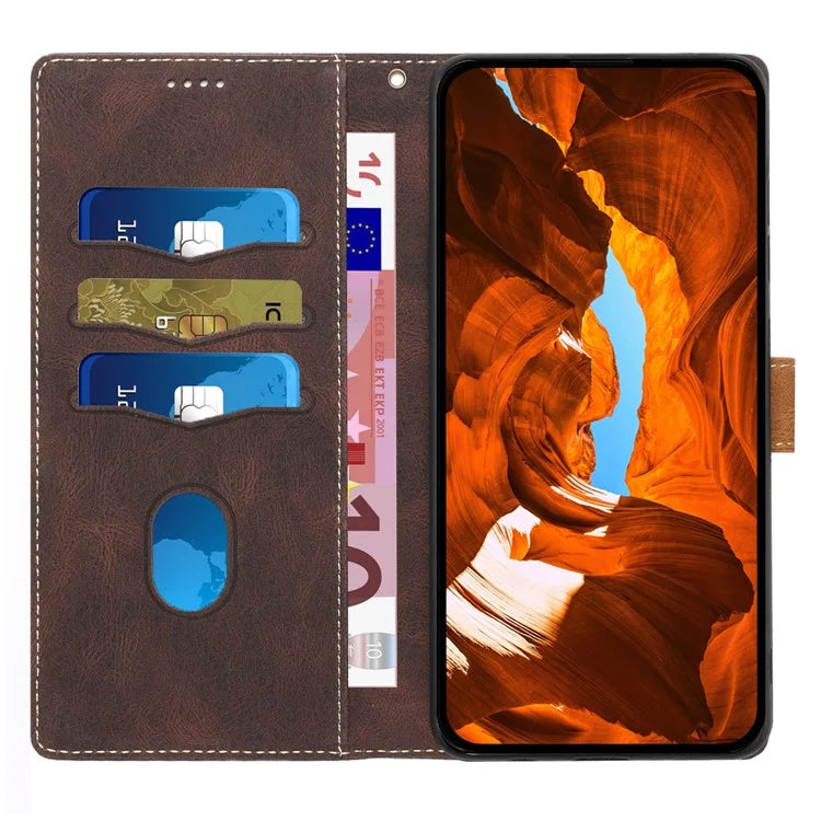 For Honor X6b 4G Leather Case Grid Splicing Stand Wallet Phone Cover