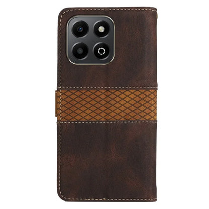 For Honor X6b 4G Leather Case Grid Splicing Stand Wallet Phone Cover