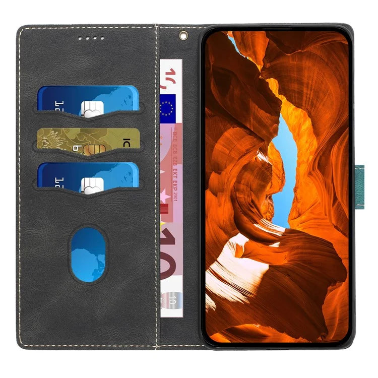 For Honor X6b 4G Leather Case Grid Splicing Stand Wallet Phone Cover
