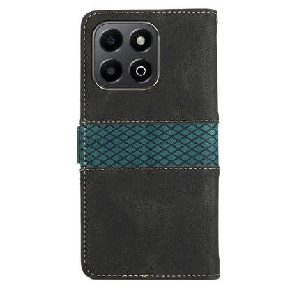 For Honor X6b 4G Leather Case Grid Splicing Stand Wallet Phone Cover
