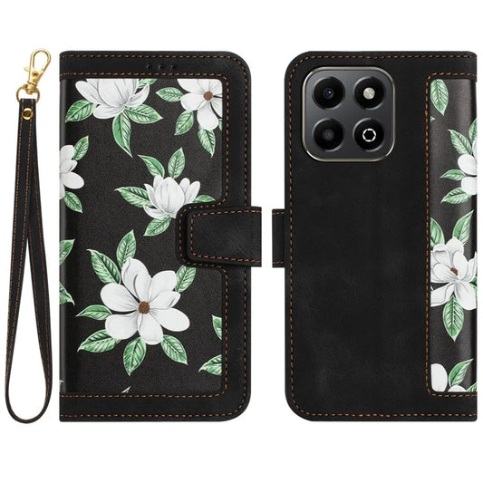 For Honor X6b 4G Case PU Leather Floral Phone Cover with Card Slots