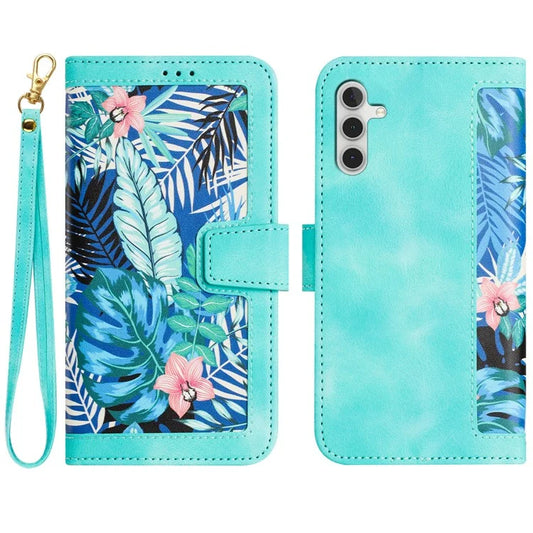 For Samsung Galaxy A16 5G Case PU Leather Floral Phone Cover with Card Slots