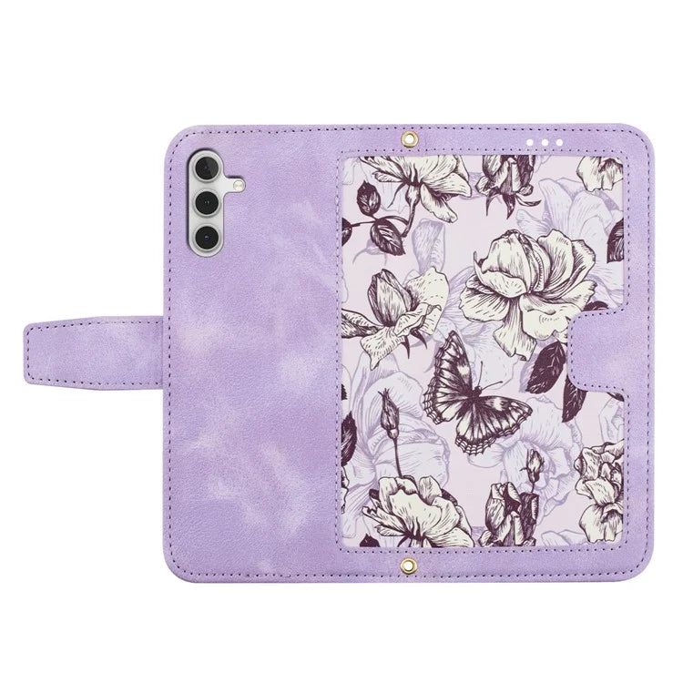 For Samsung Galaxy A16 5G Case PU Leather Floral Phone Cover with Card Slots