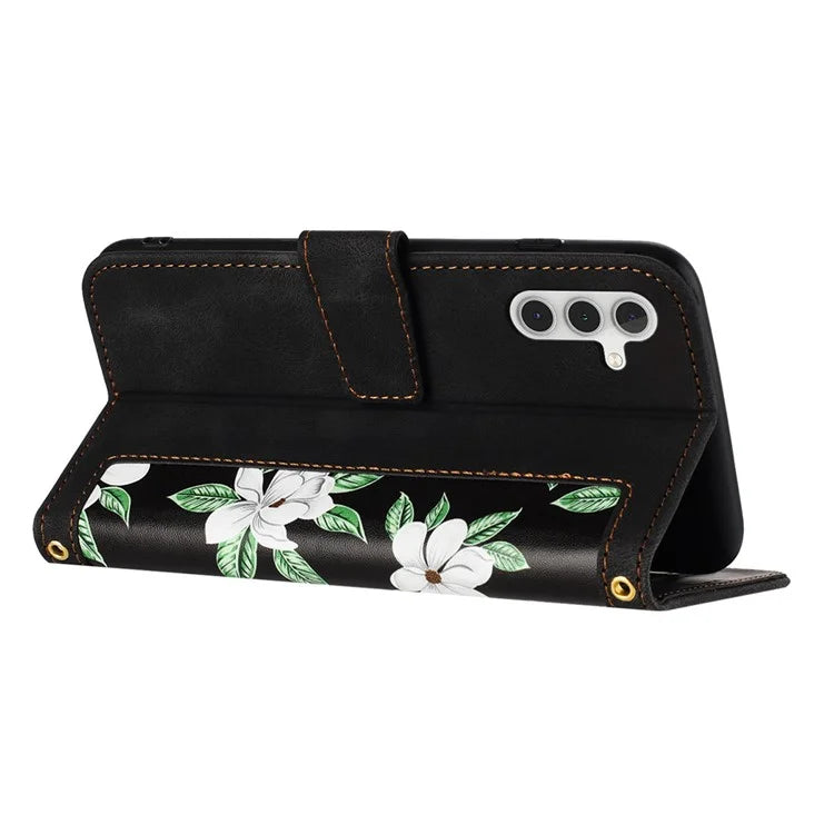 For Samsung Galaxy A16 5G Case PU Leather Floral Phone Cover with Card Slots