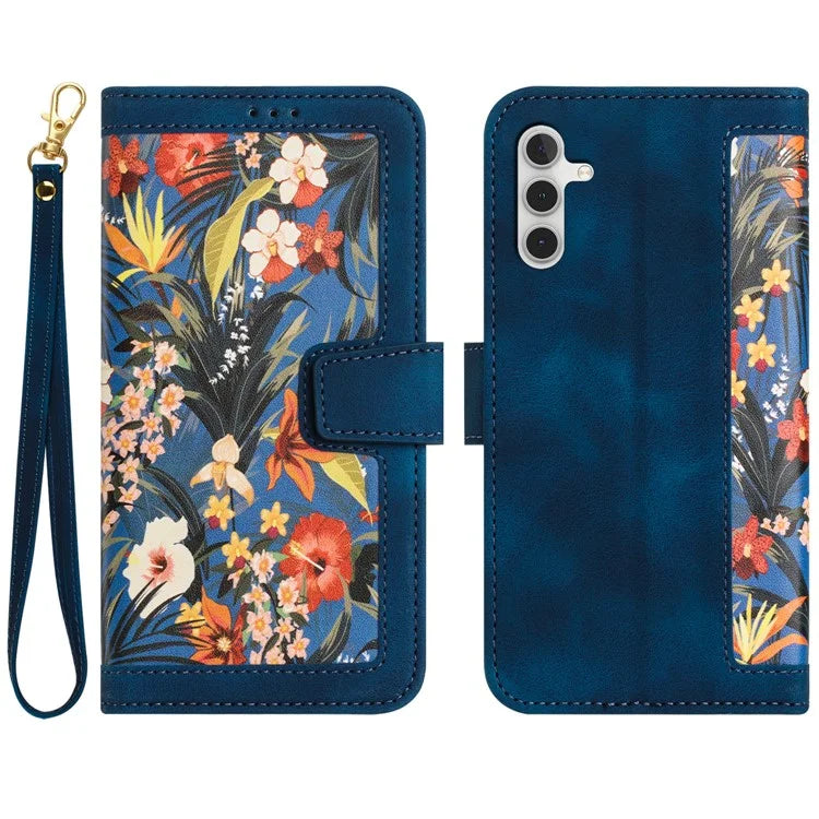 For Samsung Galaxy A16 5G Case PU Leather Floral Phone Cover with Card Slots
