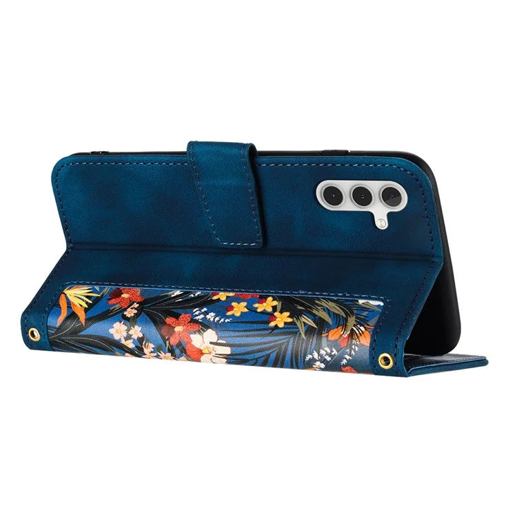 For Samsung Galaxy A16 5G Case PU Leather Floral Phone Cover with Card Slots